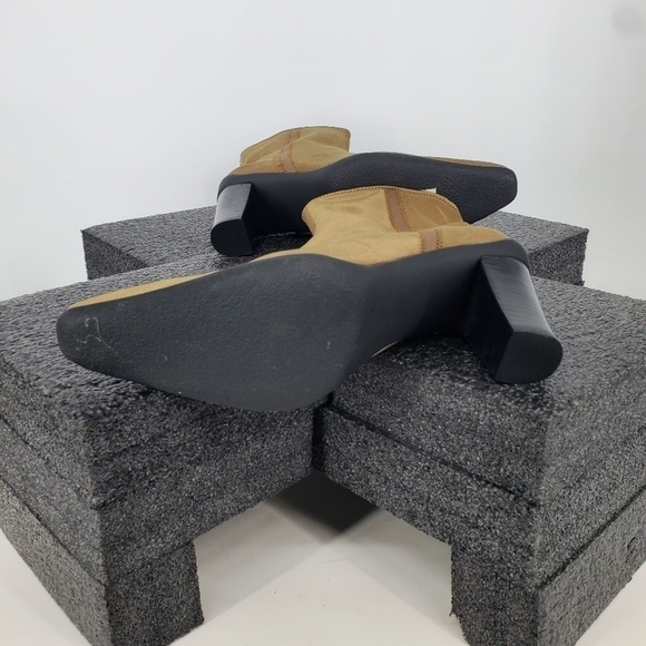 Apostrophe Womens Naomi Ankle Boot Heels Size 7M Beige Fabric Pointed Toe Shoes - Picture 8 of 14